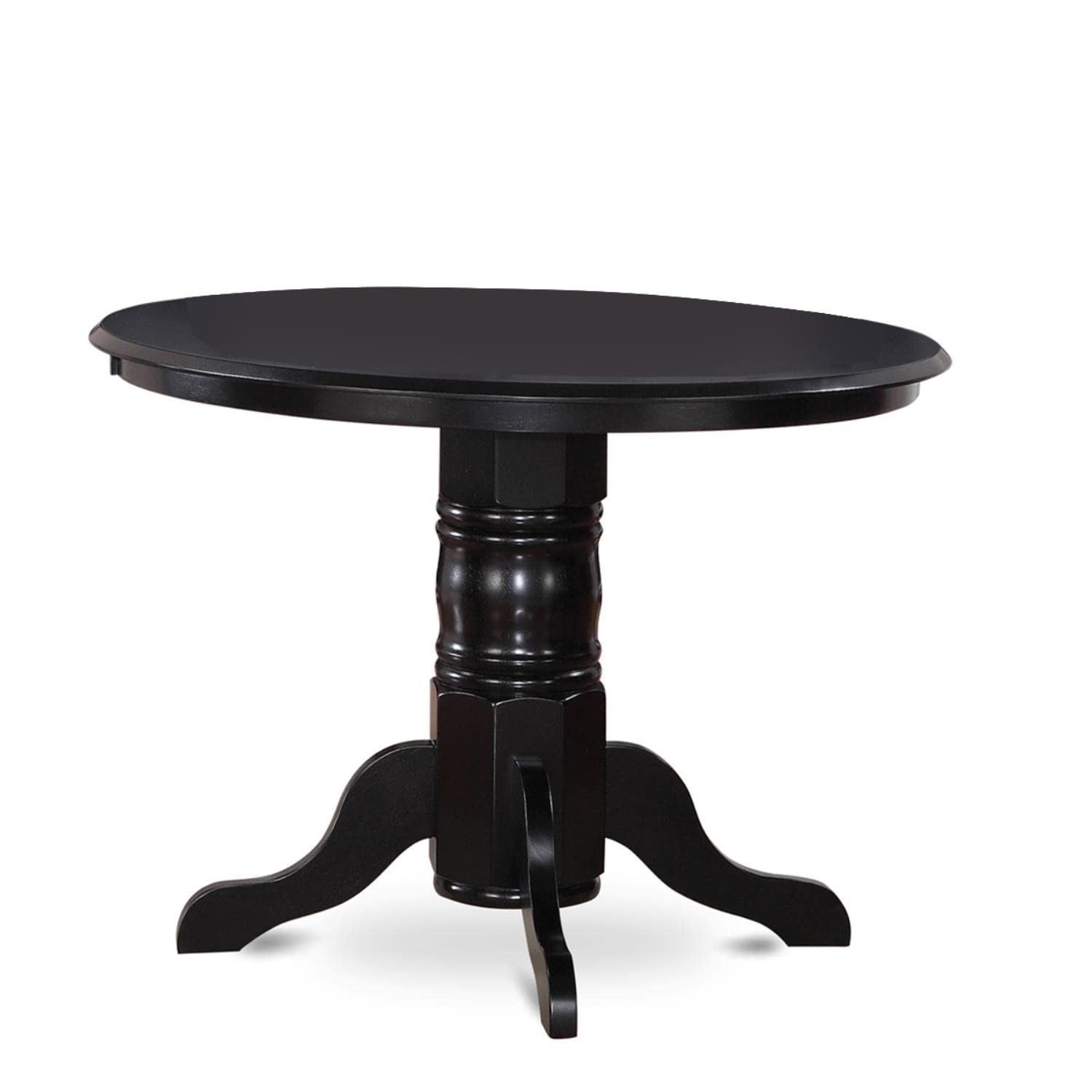 East West Furniture Shab5-Blk-06 5 Piece Modern Dining Table Set Includes A Round Kitchen Table With Pedestal And 4 Shitake Linen Fabric Parsons Dining Chairs, 42X42 Inch, Black